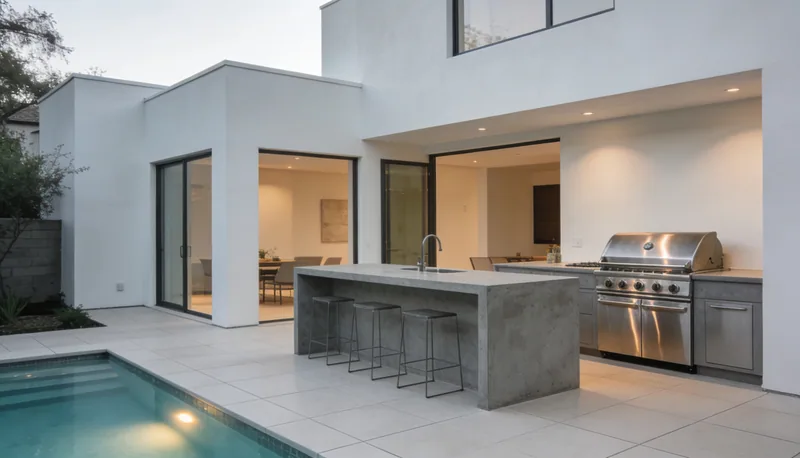 Contemporary backyard 3D render